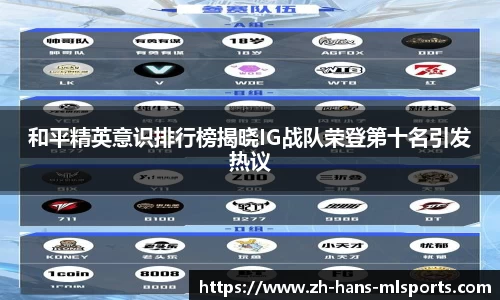 和平精英意识排行榜揭晓IG战队荣登第十名引发热议